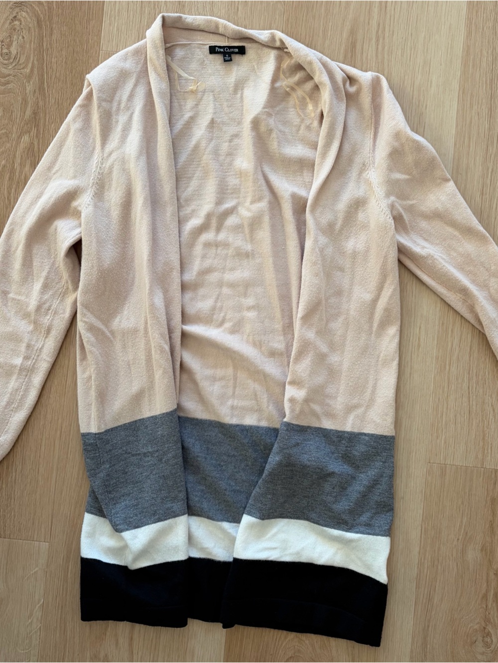 Pink Clover Light Beige Open-Front Cardigan